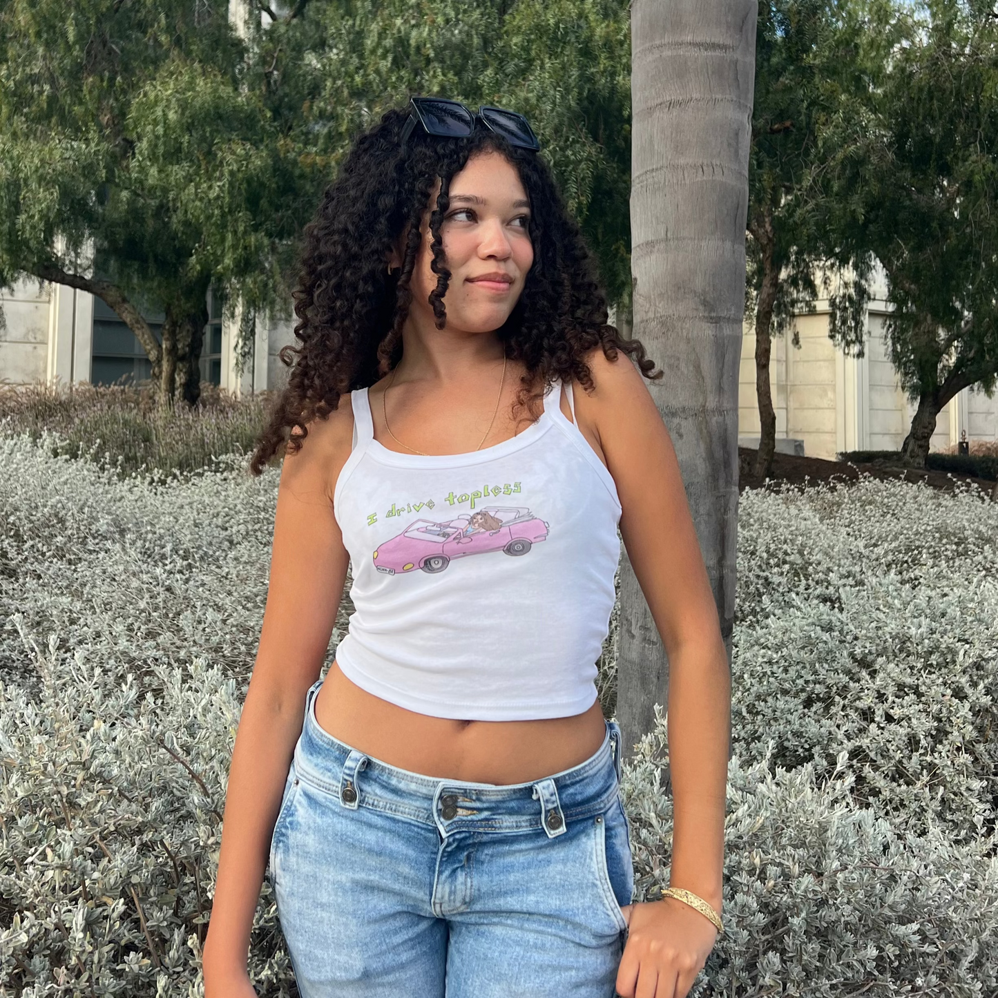 i drive topless cropped tank 🚗
