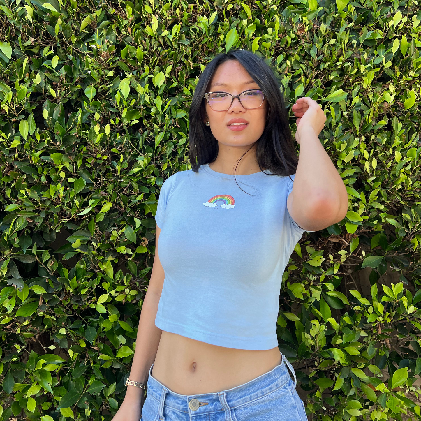 rainbow baby tee in blue 🌈