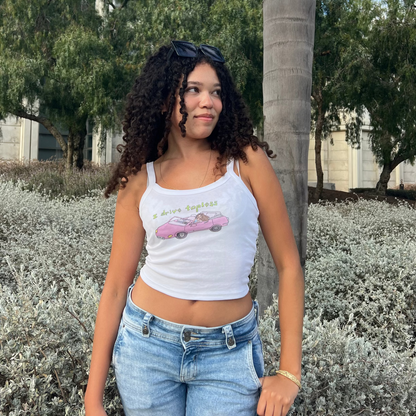 i drive topless cropped tank 🚗