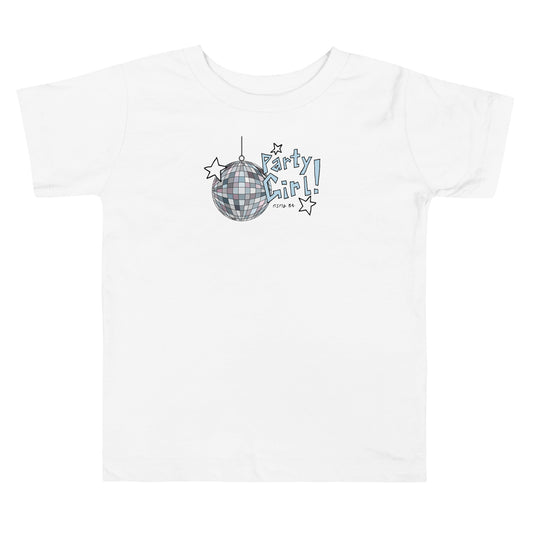 party girl baby tee in white 🪩